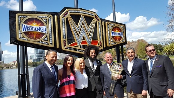 WWE Belt at Lake Eola as a lead up to WrestleMania 33 in Orlando, Florida